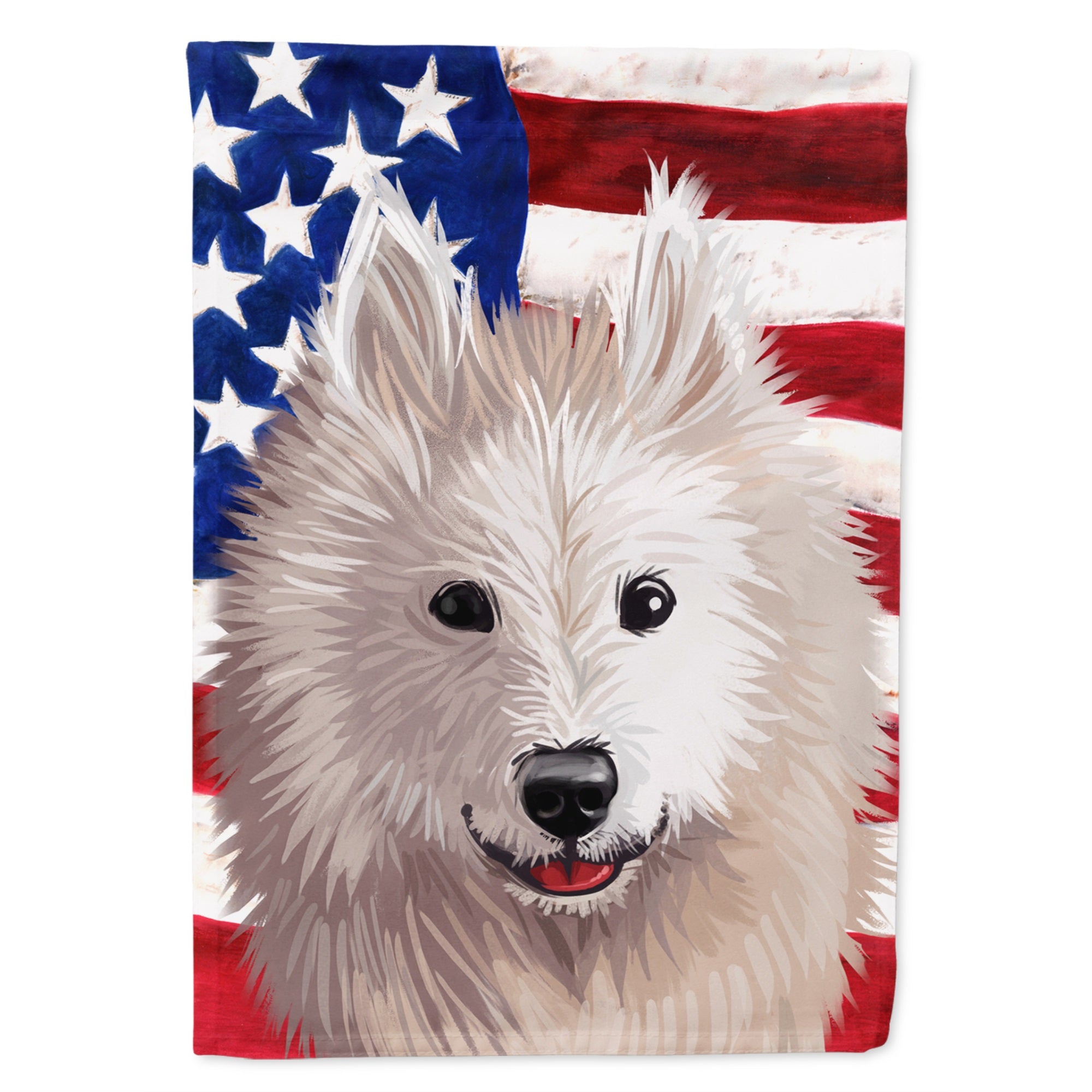 Samoyed Dog American Flag Flag Canvas House Size